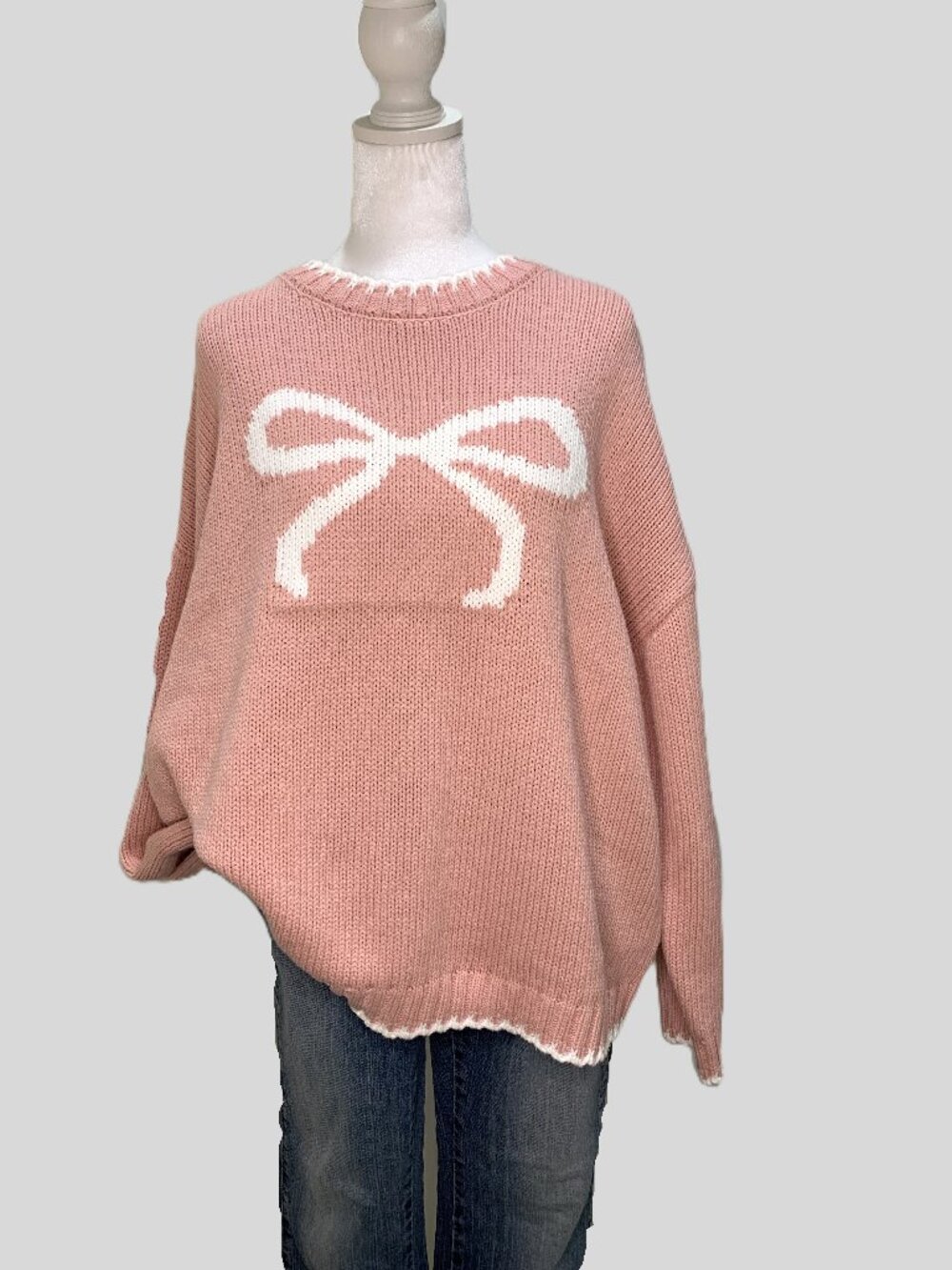Brand New Dusty Pink Bow‑Knit Sweater ""Sincerely Jules"" Women Oversized Size M